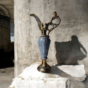 vintage Goldra E. Palestine ewer, also described as a pitcher or vase.